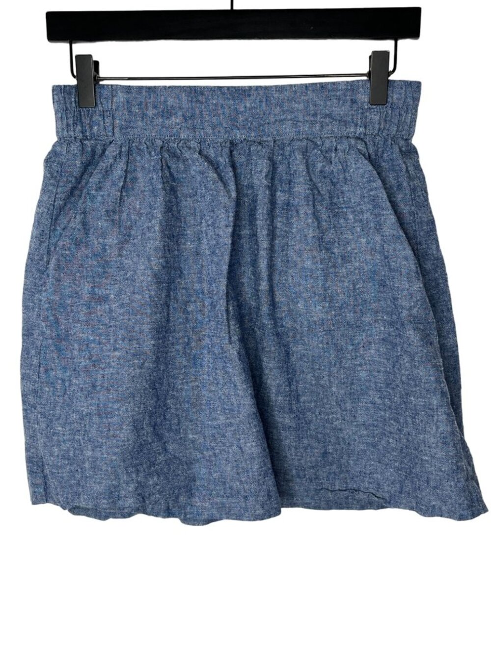 LOFT XS Linen Blend A Line Skirt Blue Pull On Casual Summer Mini
